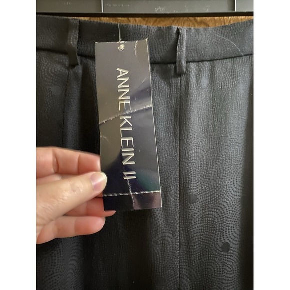 Vintage Anne Klein Pure Silk Button-up Skirt Black Polka Dots Size 12 Flowy NWT - Picture 6 of 16
